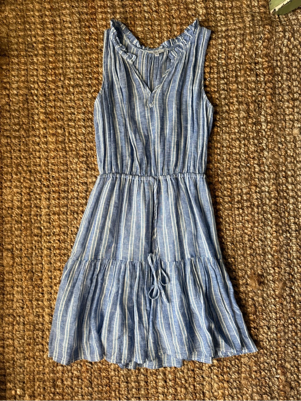 Rails Albany Lake View Stripe Blue and White Sleeveless Tiered Dress